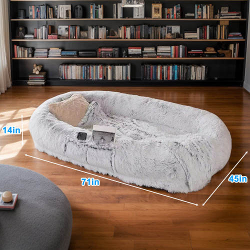 Human Dog Bed, Washable Faux Fur Dog Bed For People Doze Off, Napping Orthopedic Dog Bed,71'x45'x14  Size Fits You And Pets Grey - Image 2