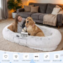 Human Dog Bed, Washable Faux Fur Dog Bed For People Doze Off, Napping Orthopedic Dog Bed,71'x45'x14  Size Fits You And Pets Grey