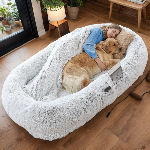 Human Dog Bed, Washable Faux Fur Dog Bed For People Doze Off, Napping Orthopedic Dog Bed,71'x45'x14  Size Fits You And Pets Grey - Image 3